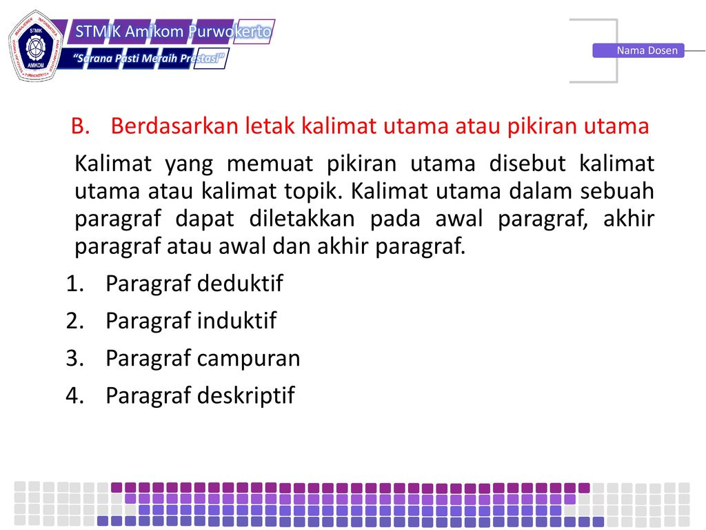 Paragraf Berdasarkan Letak Kalimat Utama